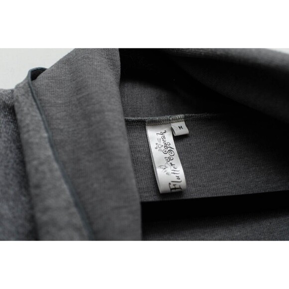 Flutter Squeak Gray open cardigan asymmetrical M womens *stain - Picture 2 of 10